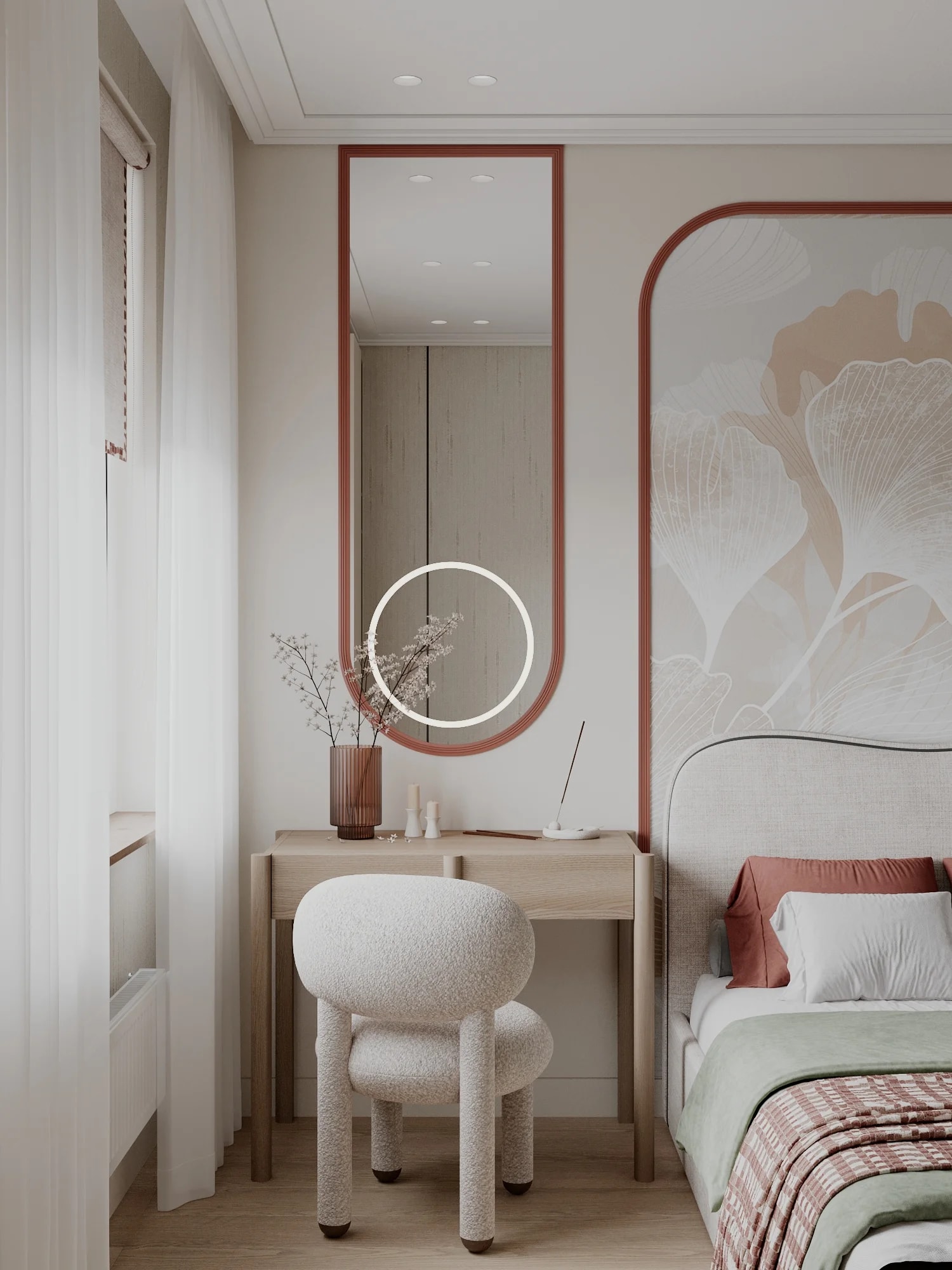 Элегантная спальня в светлых оттенках