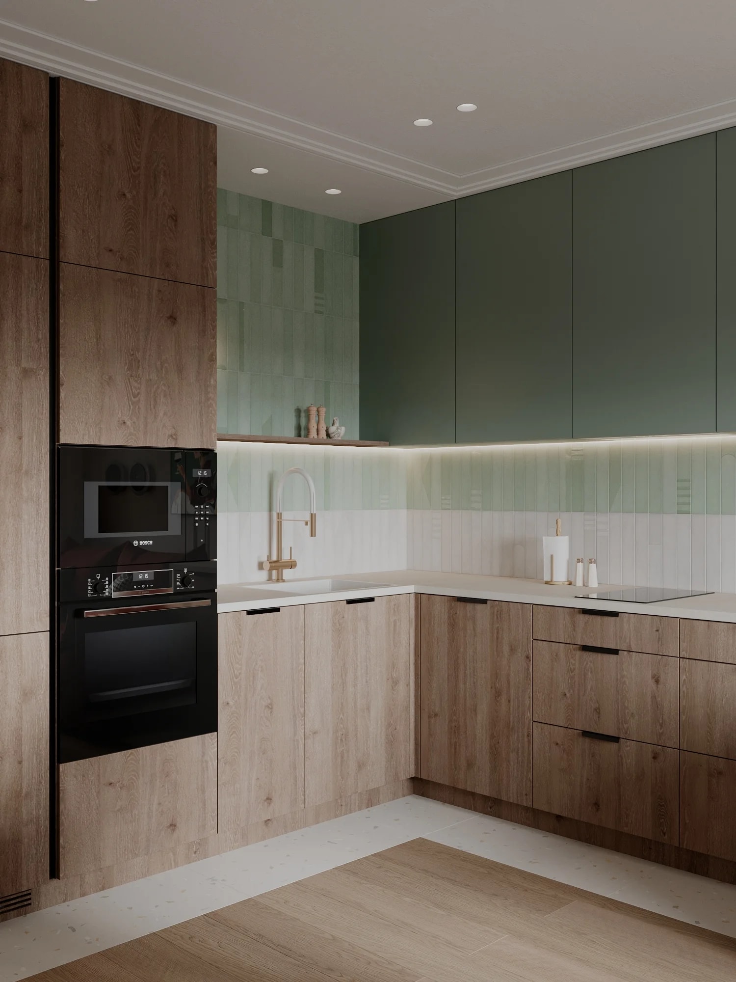 Кухня с деревянным фасадом