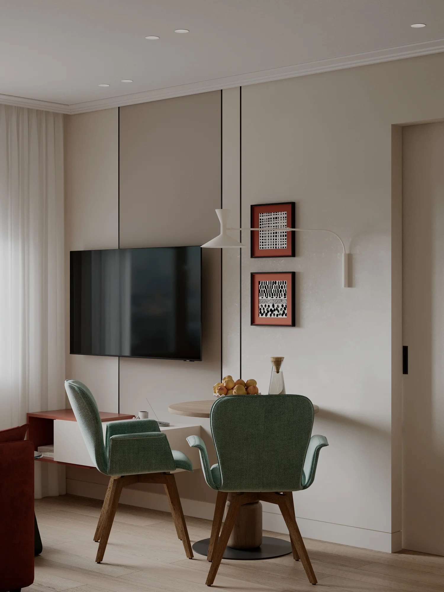 Стильная гостиная с яркими акцентами